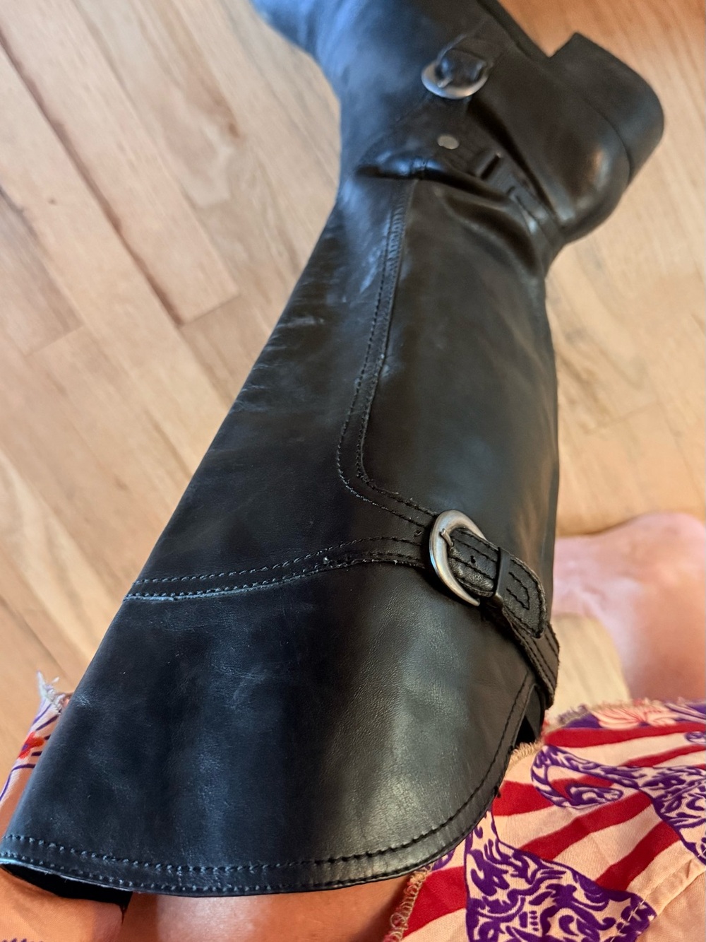 Audrey Brooke Women’s Black Leather Knee-High Riding Boots